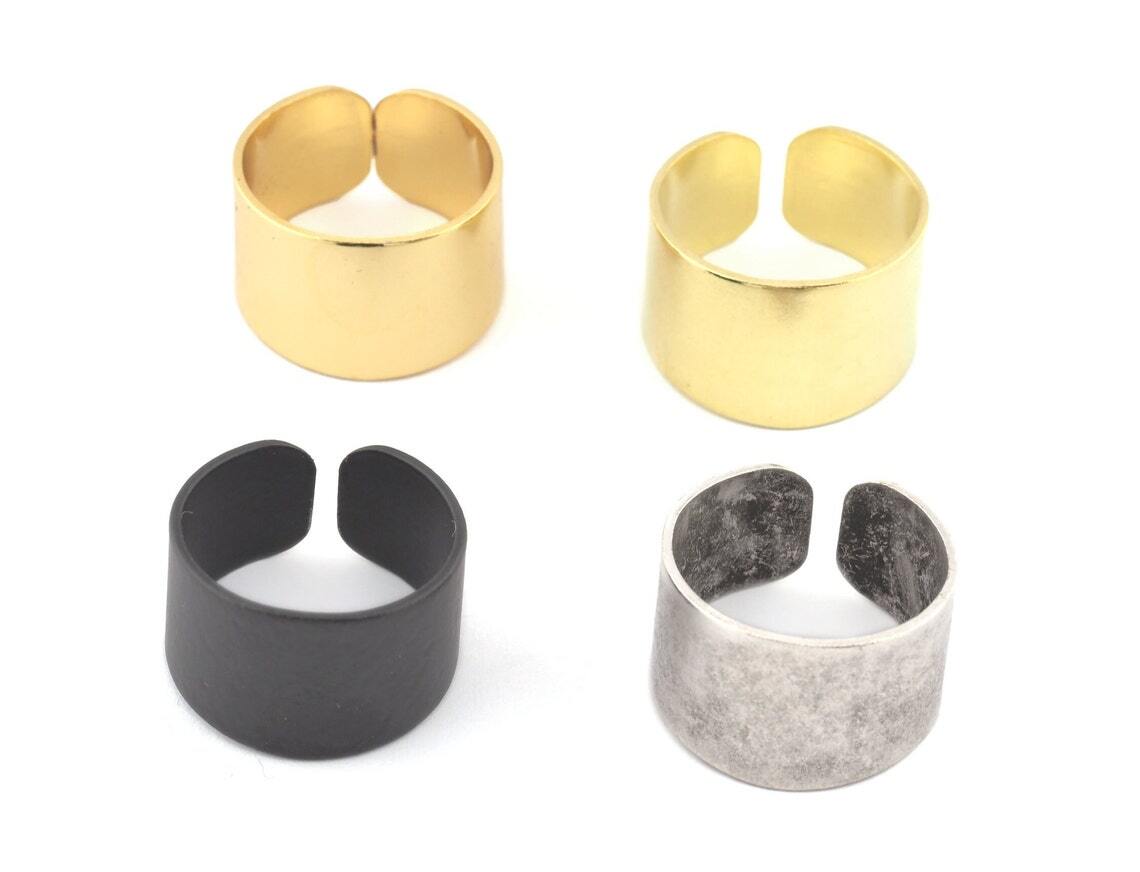 Band adjustable ring,raw brass-Shiny gold-Black Painted-Antique Silver  1121