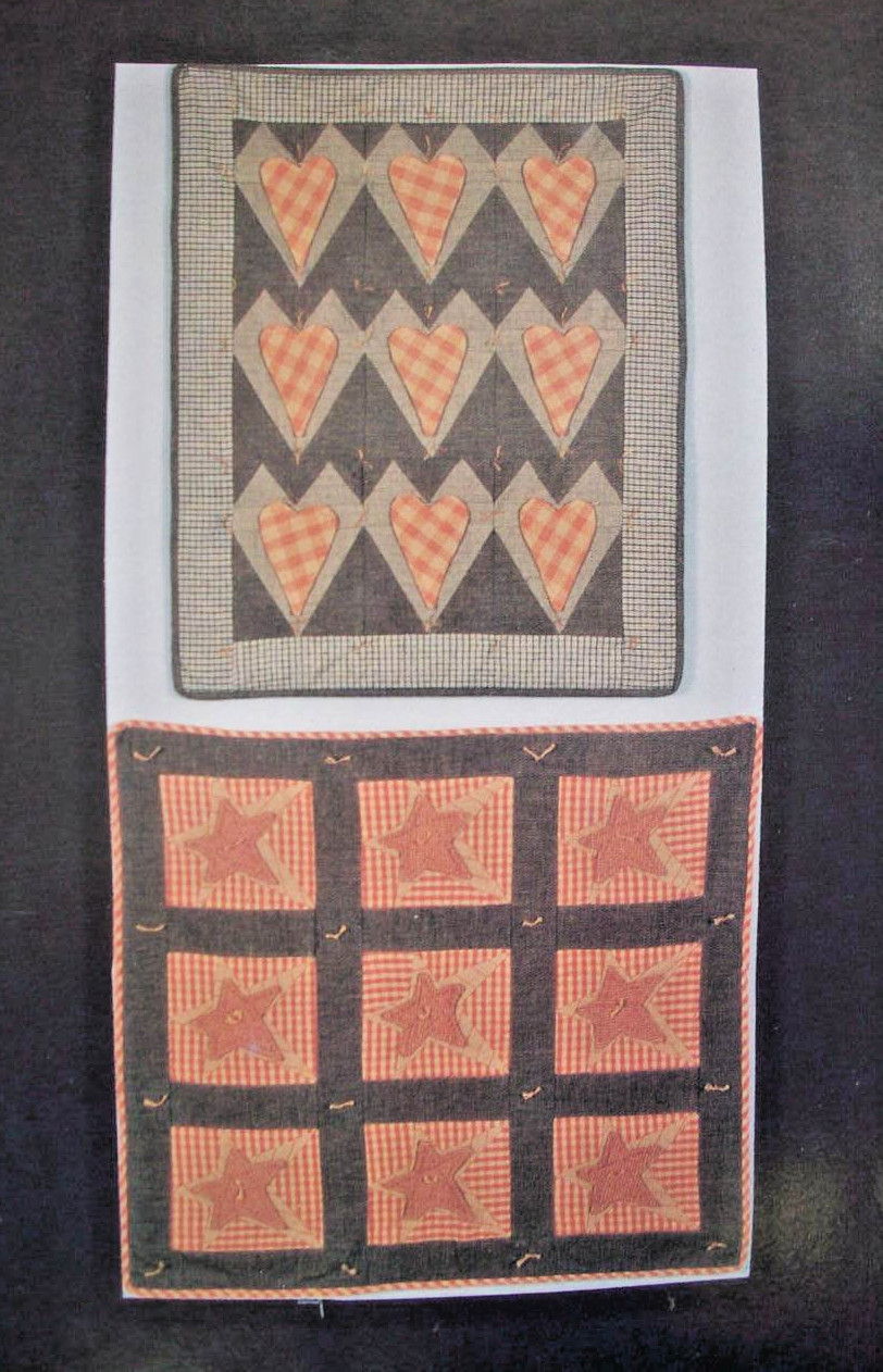 These Two Take My Heart primitive hearts stars quilt sewing pattern