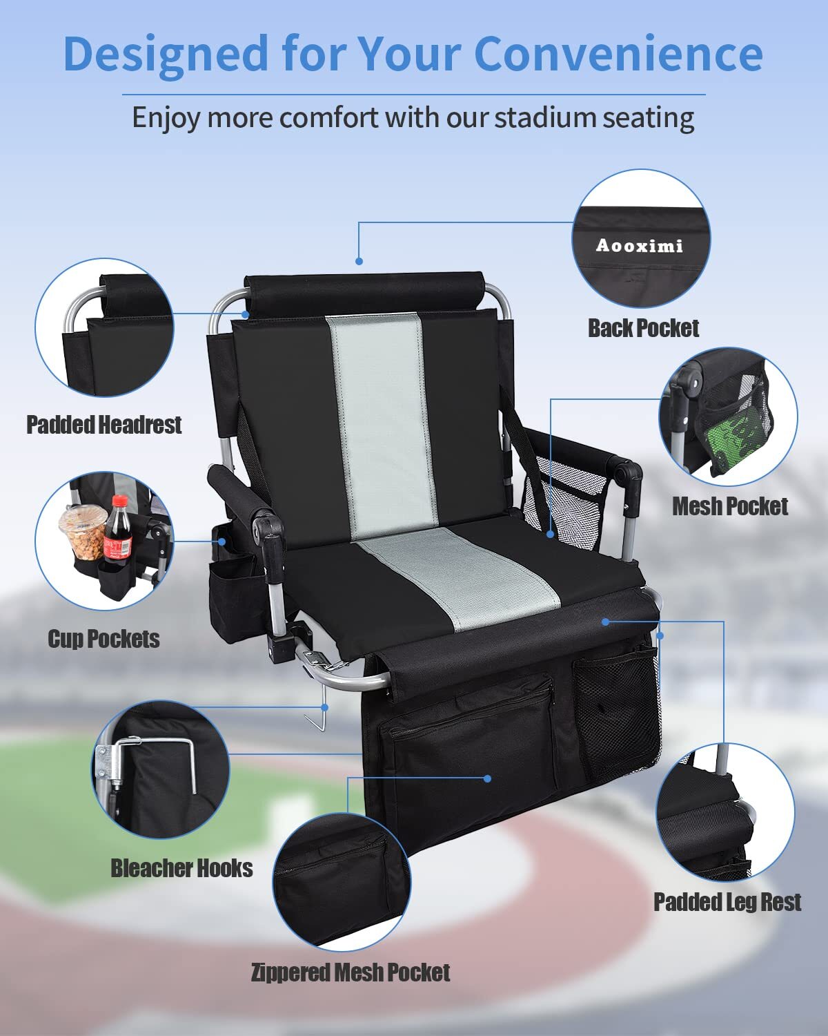 Stadium Seats for Bleachers with Back Support Bleacher Seats with Backs and C...
