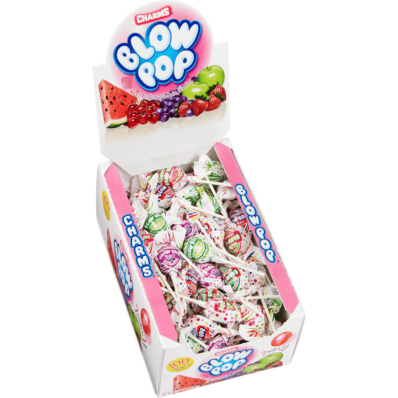 Charms Blow Pop Assorted Bubble Gum Filled Lollipops 100ct.