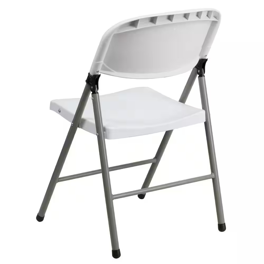 White Hercules Series Plastic Folding Event Chairs with Textured Seats, Lightwei