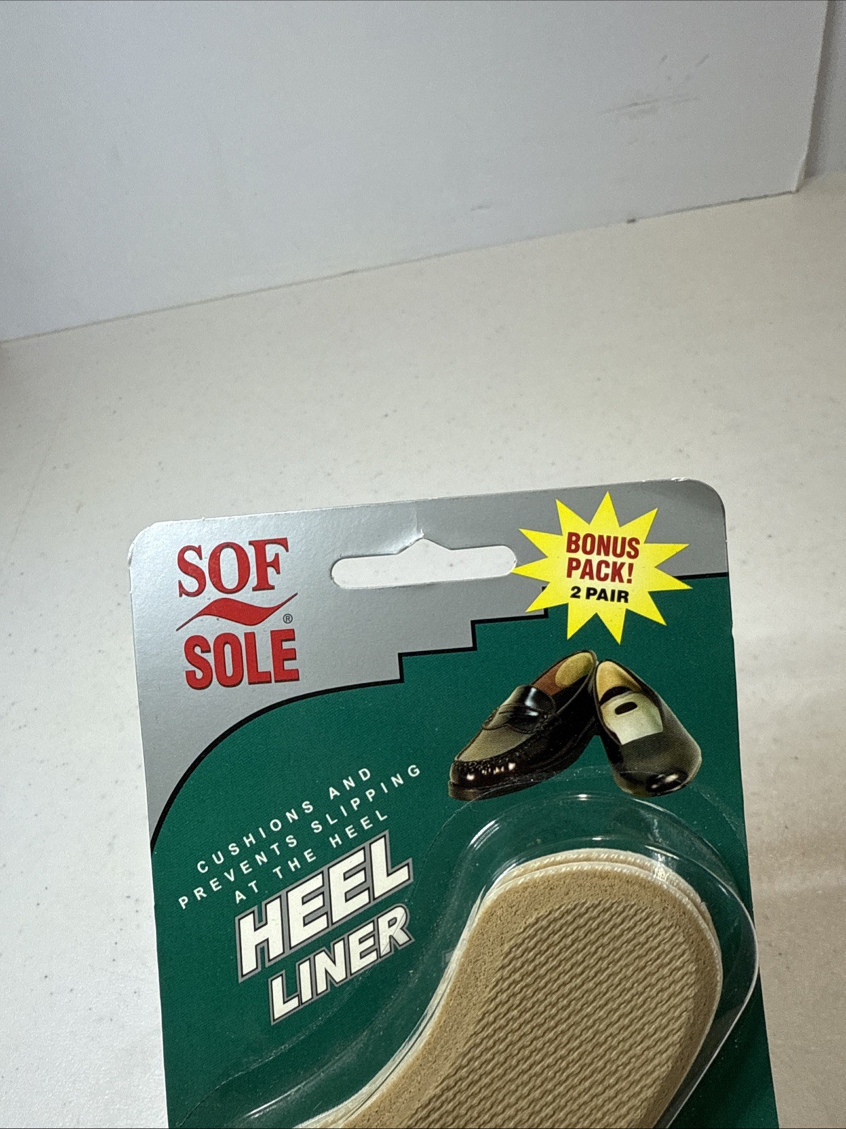 2 Pair Sof Sole Heel Liner One Size Tan NIB