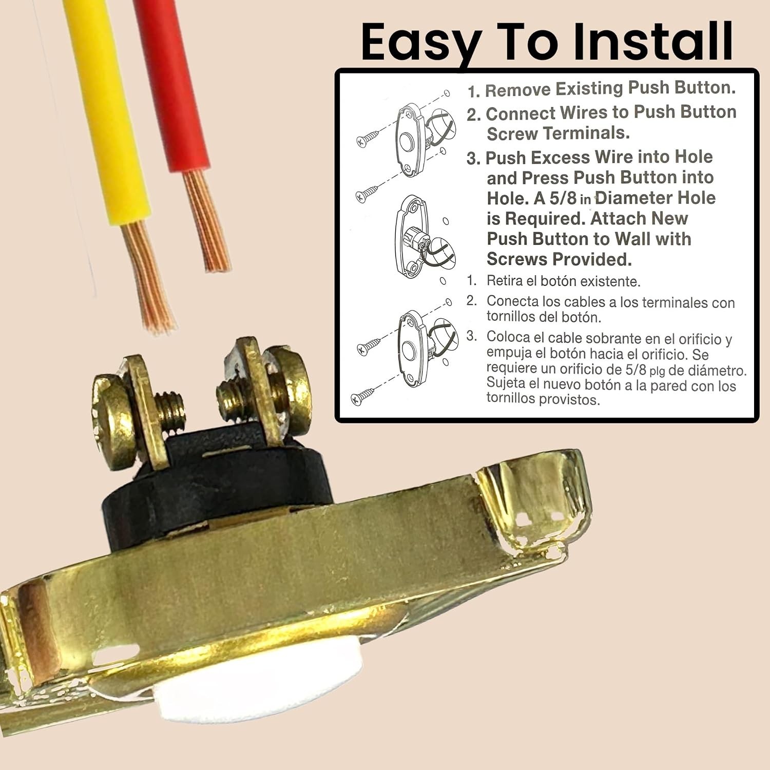 LuxGold LED Lighted Heavy Duty Wired Doorbell Button