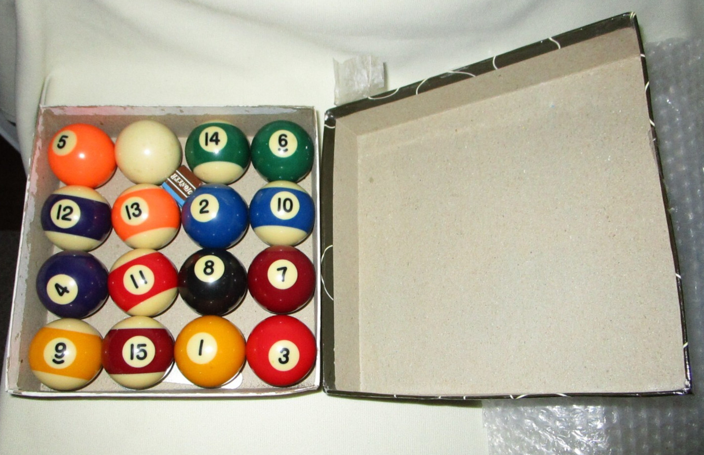 Set of 16 Miniature 1.5” Pool Balls Billiards In Original Box w/chalk-look new