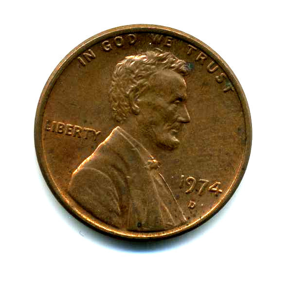 Lincoln MEMORIAL Cent 1974 D Average Circulated United States 1 Penny Coin #8284