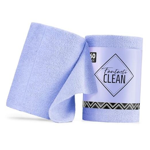 Microfiber Cleaning Cloth Roll -60 Pack, Tear Away Paperless Light-purple