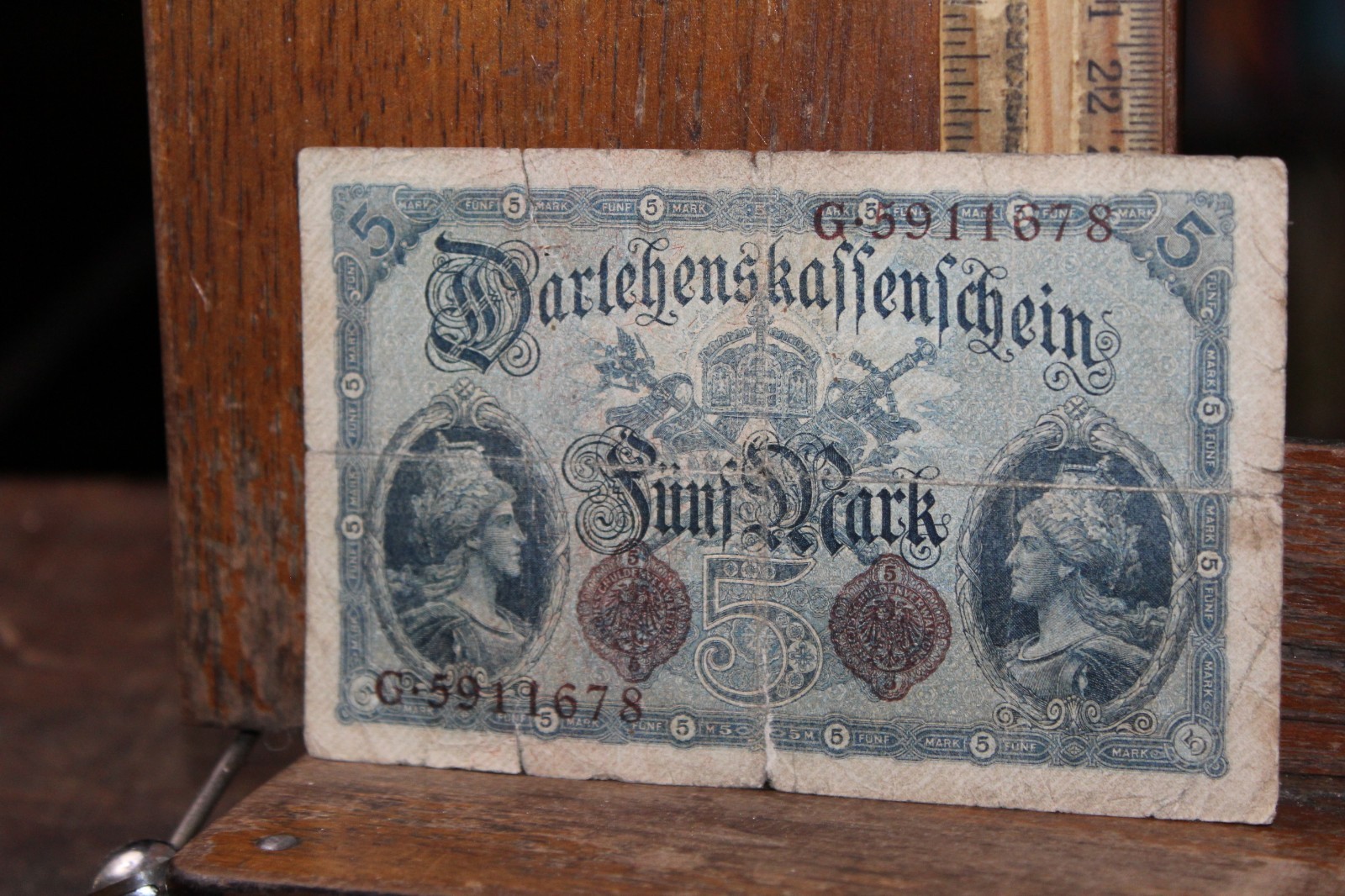 1914 WWI 5 Mark Germany Money Bank Note