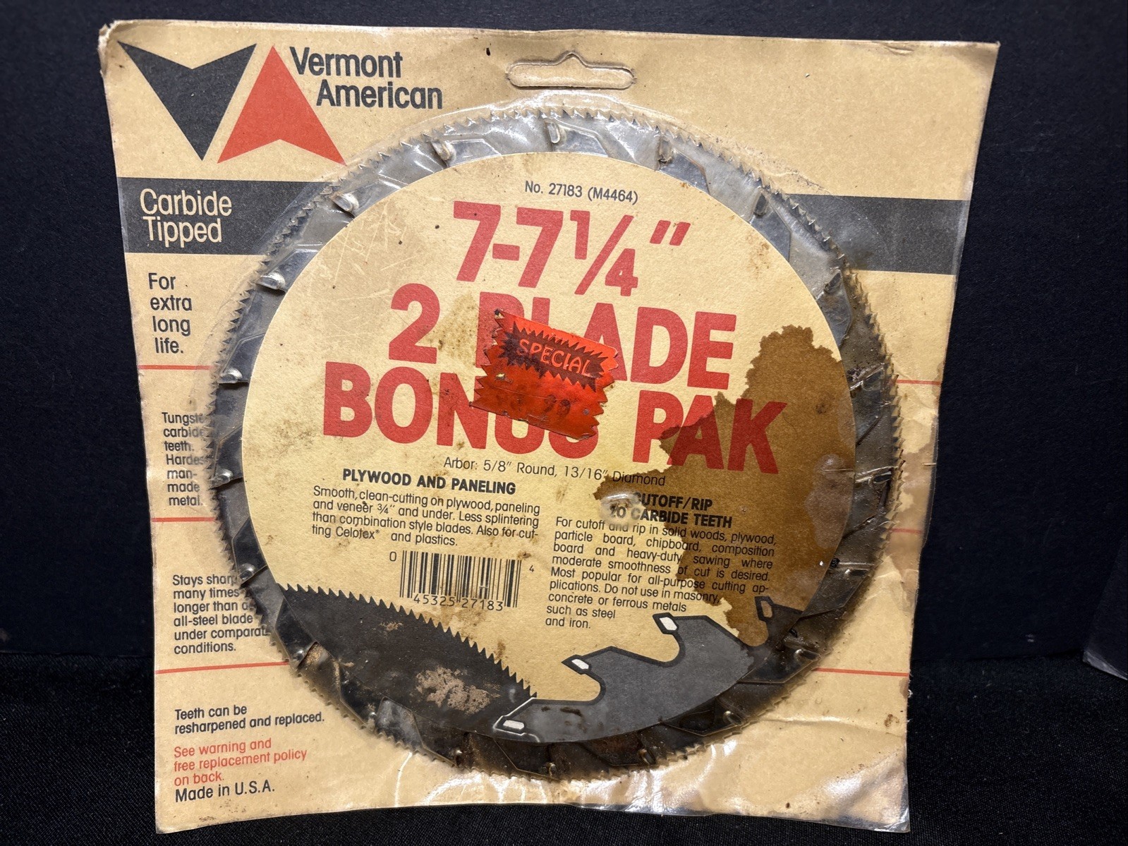 NEW NOS Vermont American 27183 Carbide 2 Blade Bonus Pack 7"-7 1/4" Cutoff/Rip