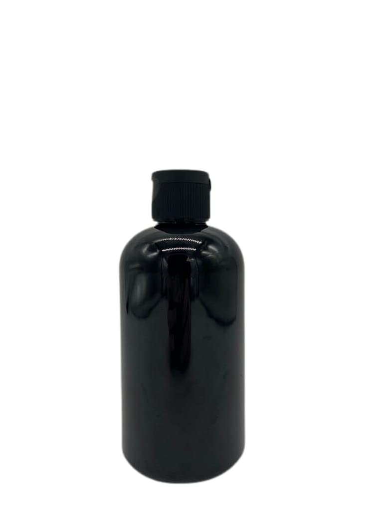8 oz Plastic Black Boston BPA Bottles - 3 Pack Empty Refillable Containers - ...