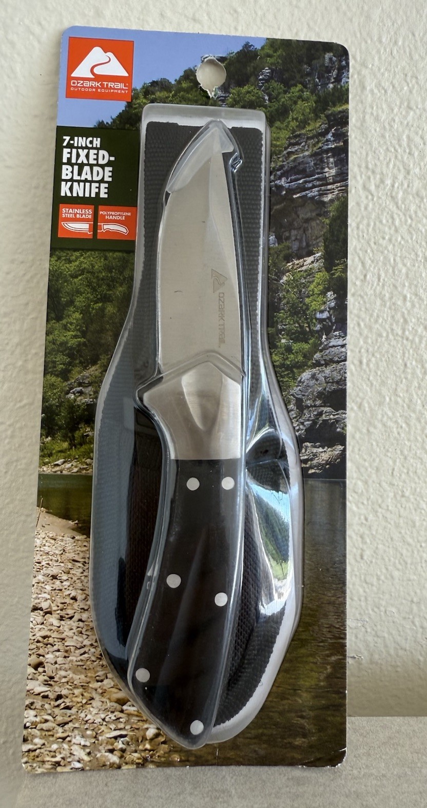 Ozark Trail 7 Inch Fixed Blade Knife Stainless Steel Full Tang w/ Sheath Camping