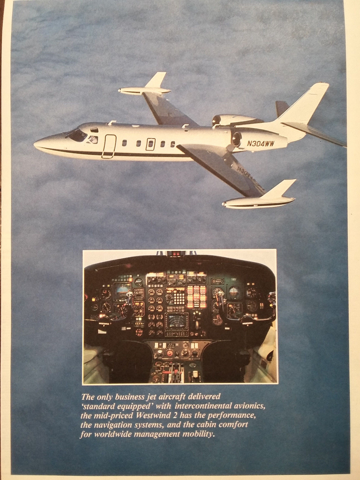 Original Atlantic Aviation Westwind 2 World Map Sales Brochure