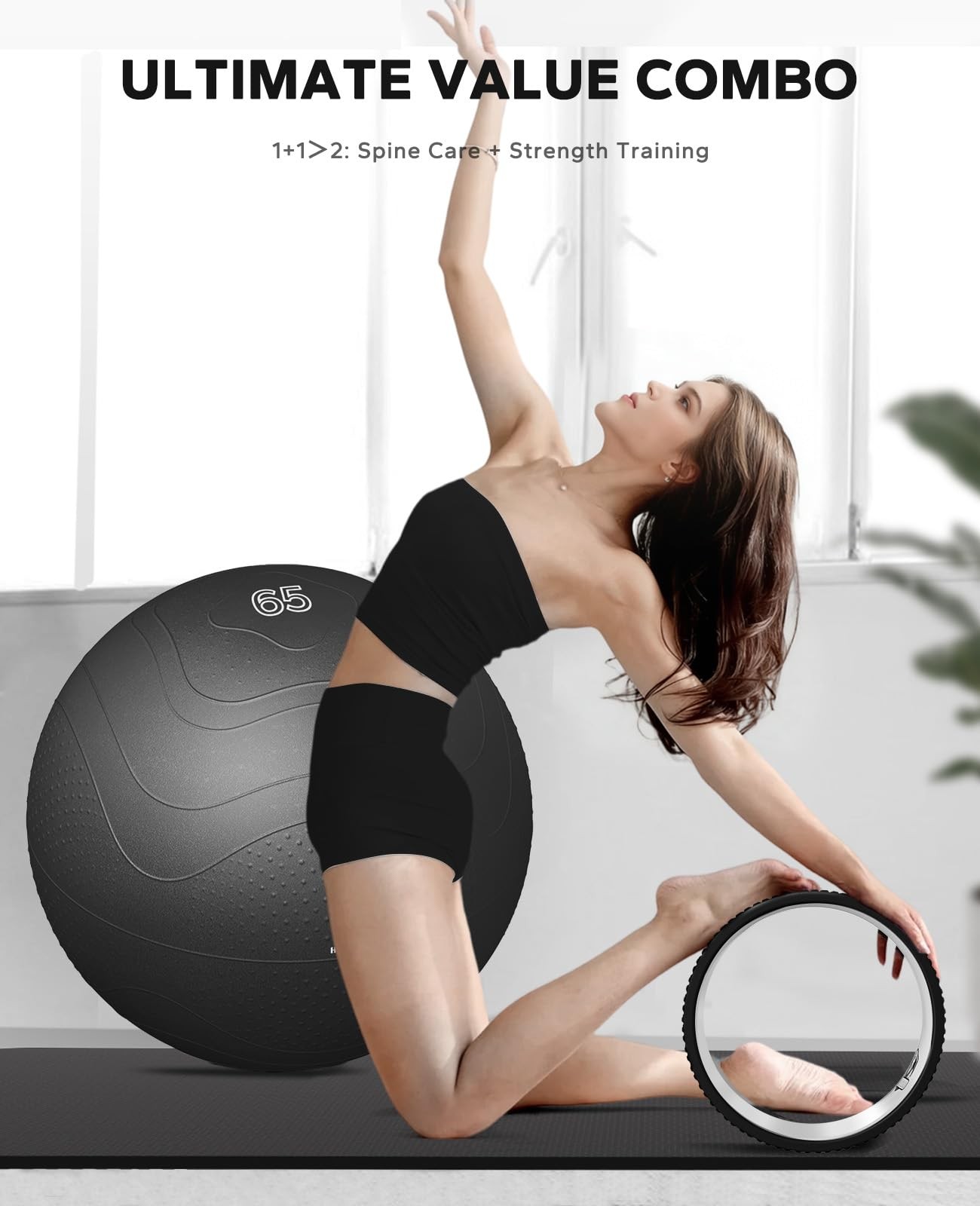 HAPBEAR Back Roller & 26" Ball Set: Spine Align, Core, Full Body Workout