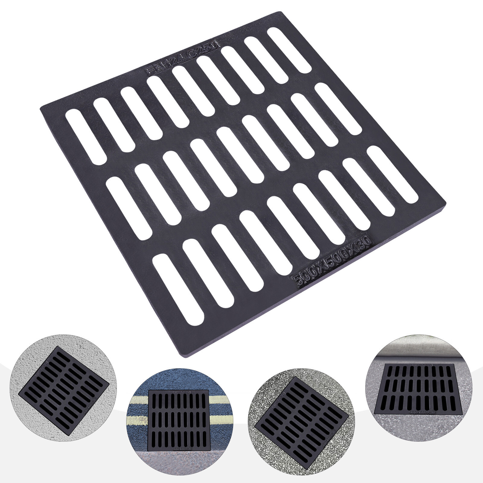 Cast Iron Sewer Grate Drain Catch Basin Cover Strainers Trench Drainage Outdoor