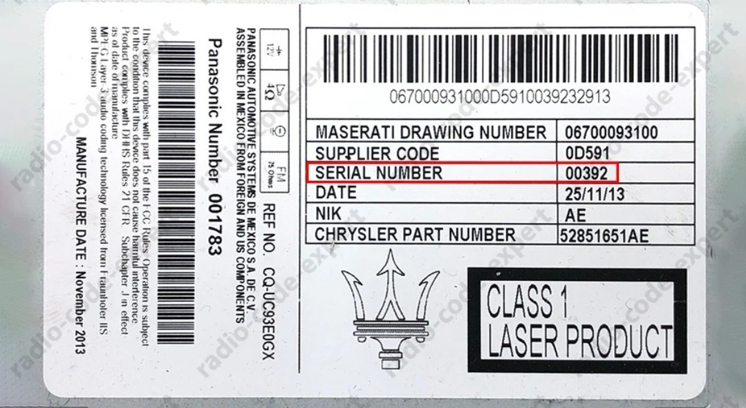 Maserati Radio Code Unlock | Express Digital Delivery | No Shipping