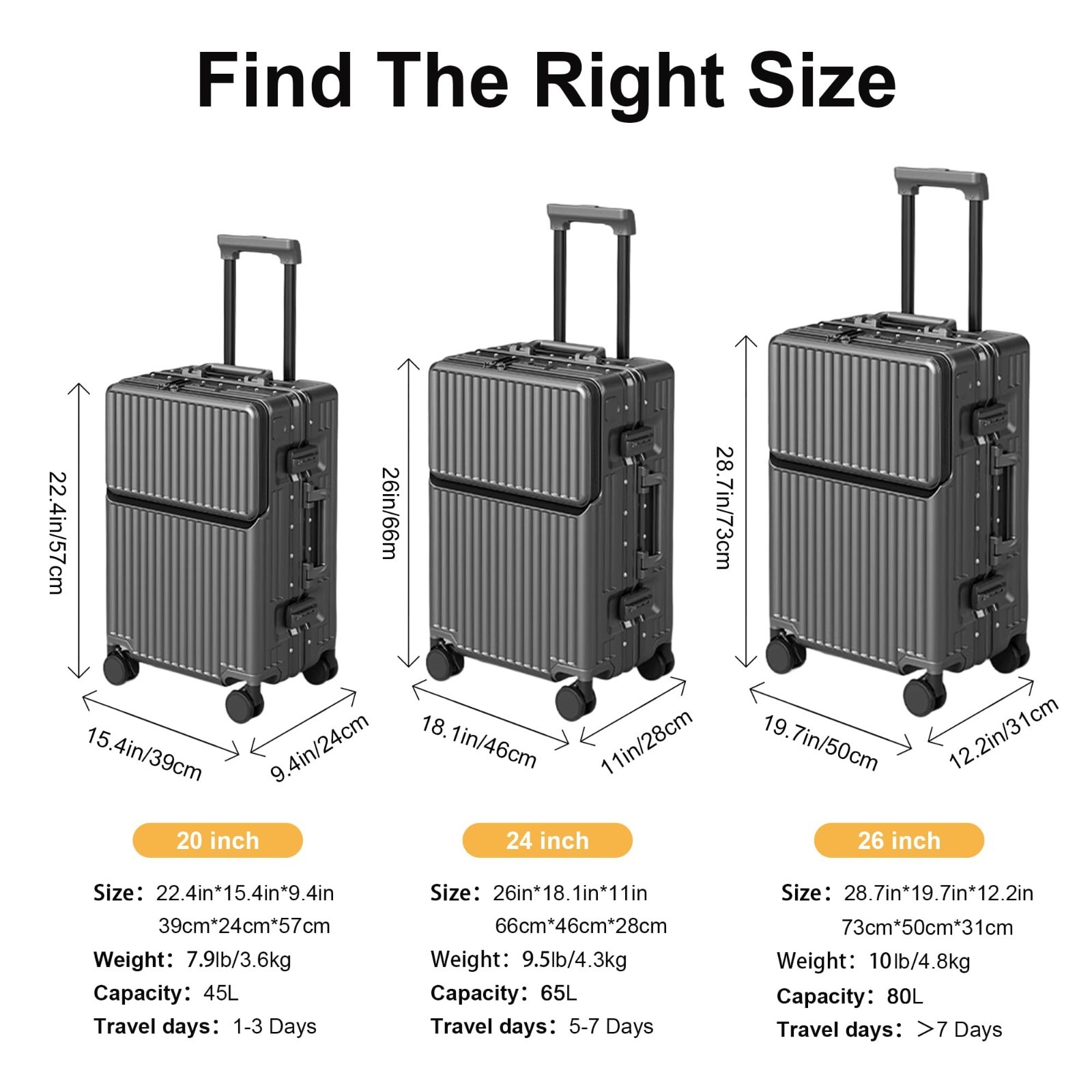 Zipperless Carry-On Suitcase, 20" Expandable Hard Shell Luggage with Spinner Whe