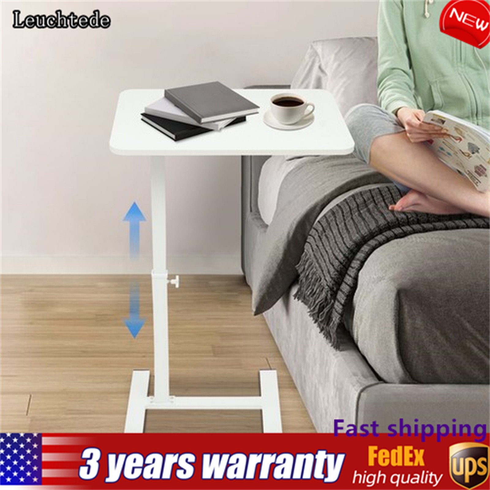 Bedside Table Adjustable Hospital & Home Use Bed Table Rolling Laptop Table