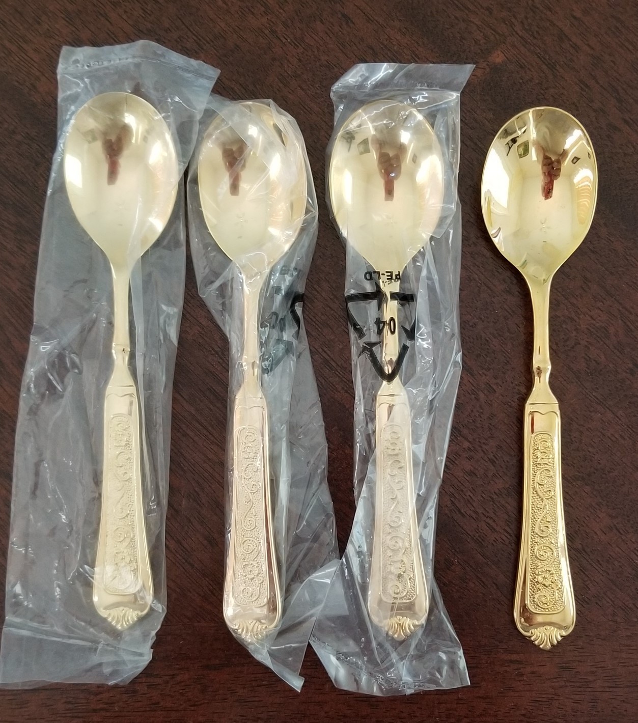 Lot of 4 Teaspoons 6" Gold Plated China