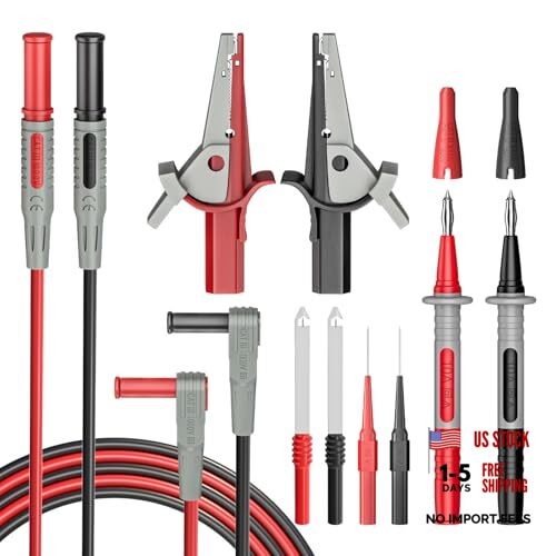 Multimeter Test Leads Kit Test Cable Probes 4mm Banana Plug with 10PCS