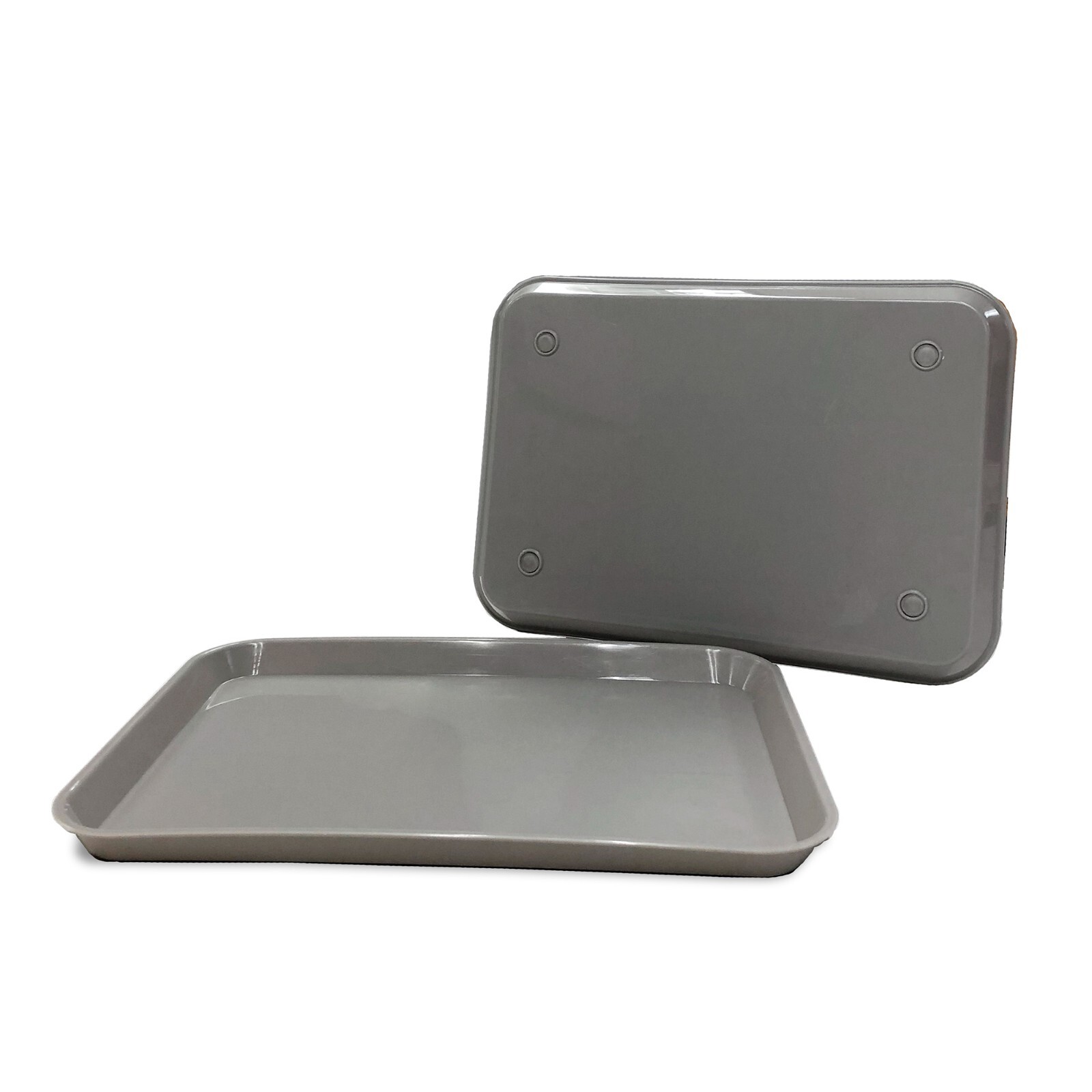 2 x Grey Dental Plastic Instrument Tray, Size B Autoclavable 13.25" x 9.75"