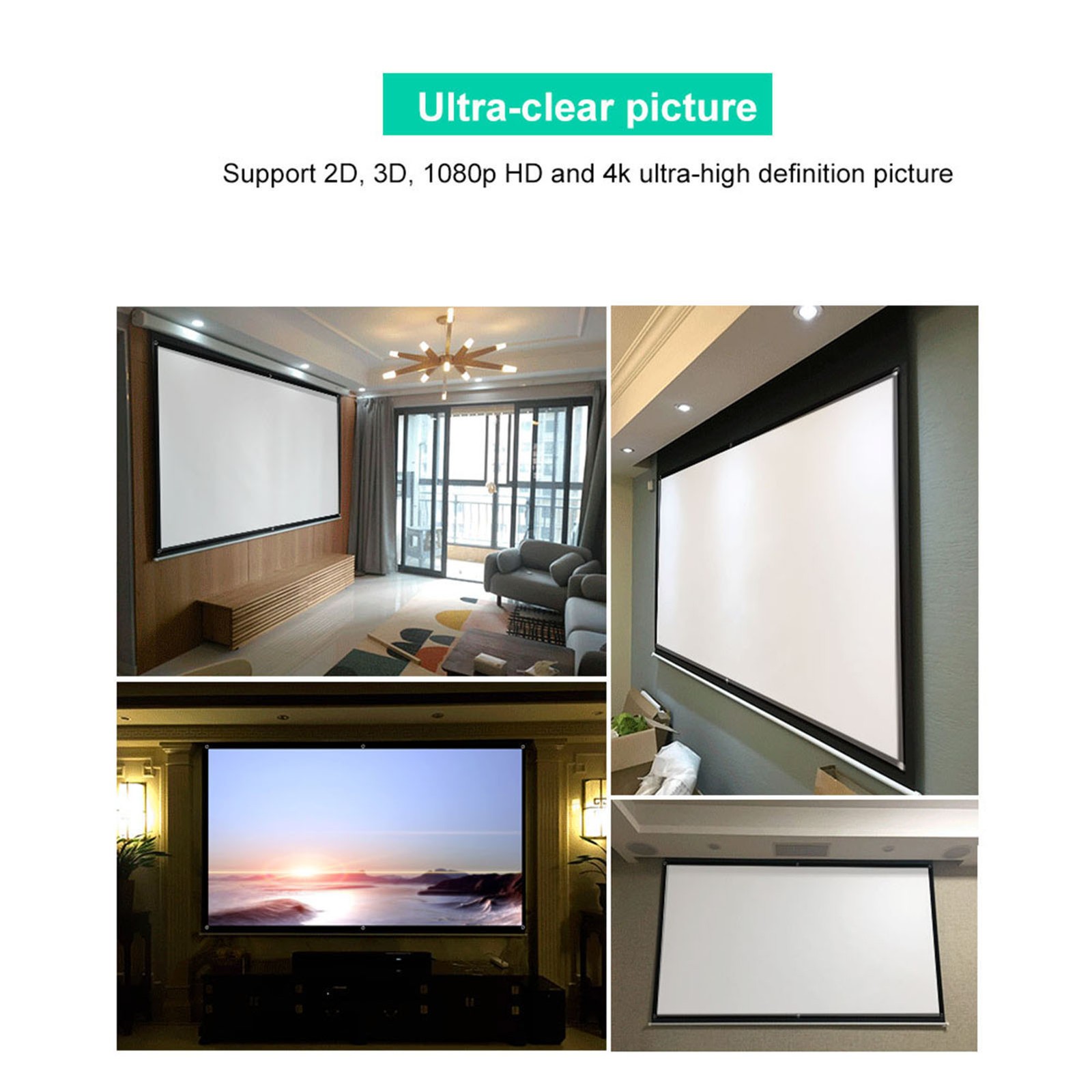 100 HD Projector Screen Ultra-clear Visual Experience For Home Theater
