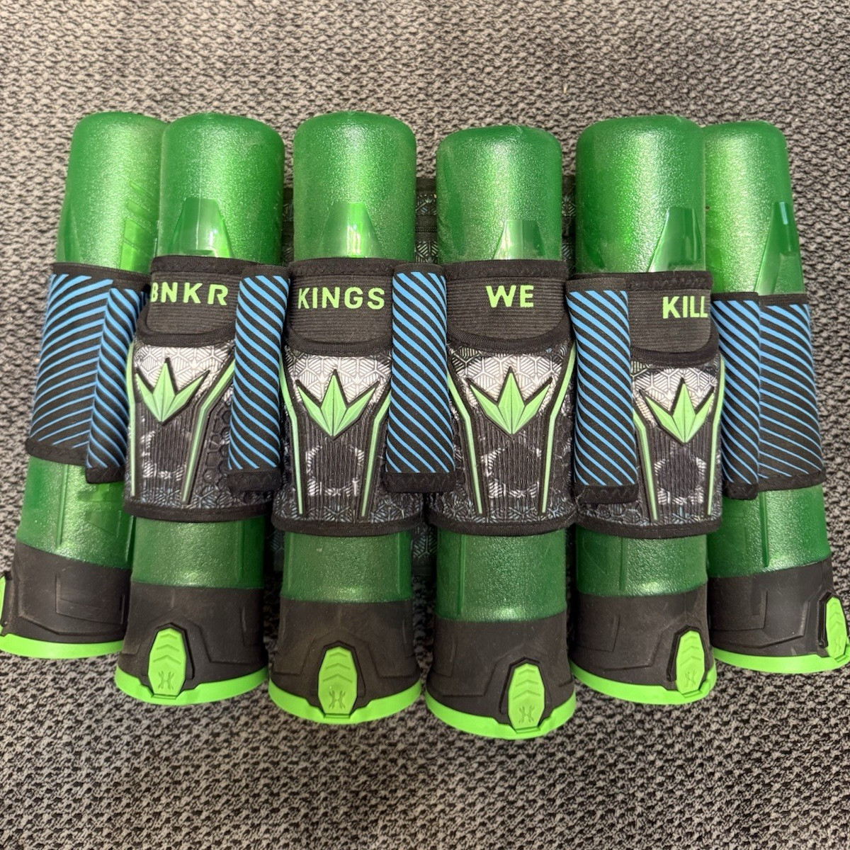 Bunkerkings Paintball Harness with Green Pods Kings We Kill Design
