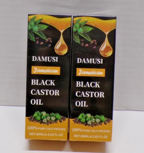 Lot of 2 Damusi Jamaican Black Castor Oil 100% Pure-Cold  2.02 Fl. Oz. Ea Aug28