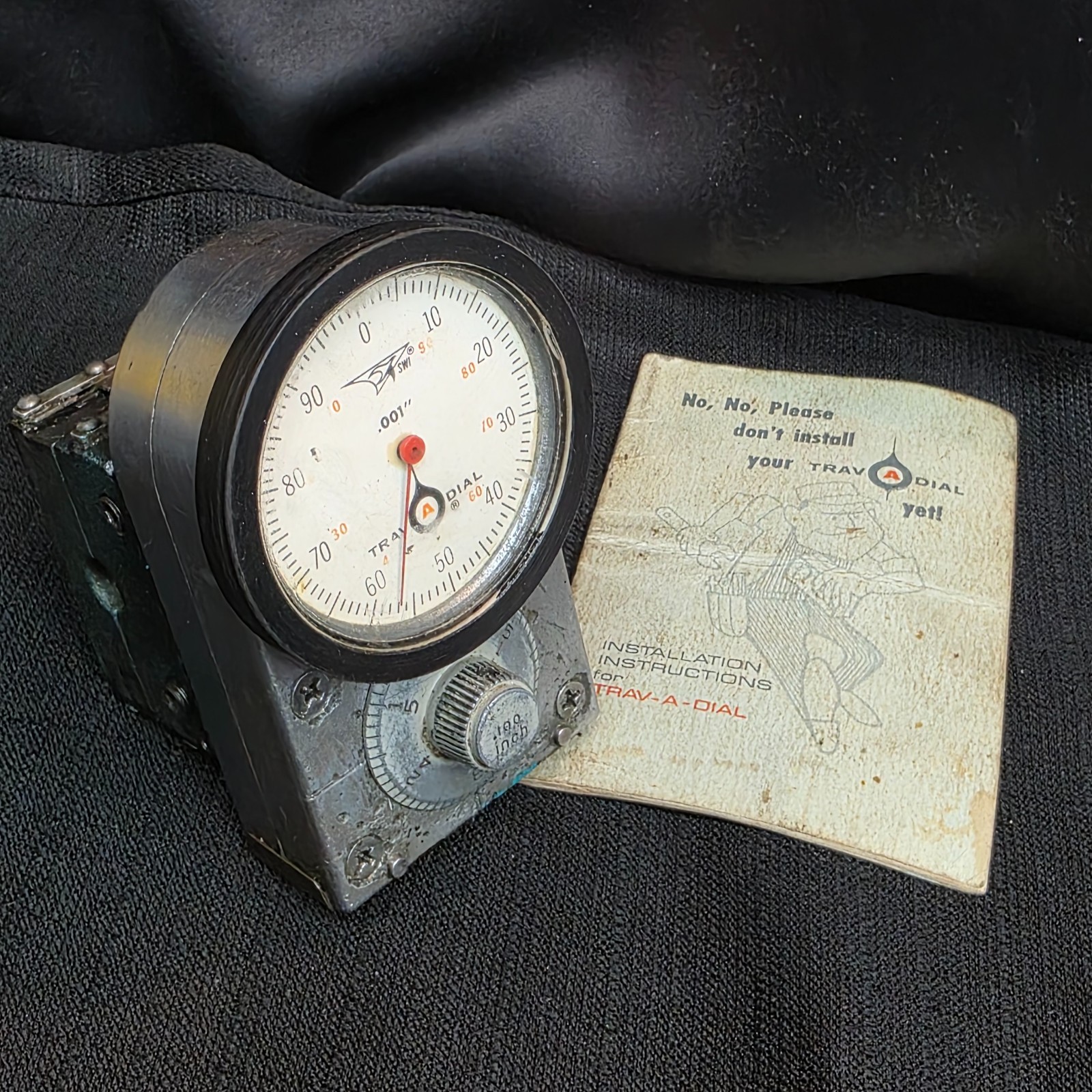 TRAV-A-DIAL .001" SWI #6A Machining Travel Dial Readout +Mounting Base + Manual