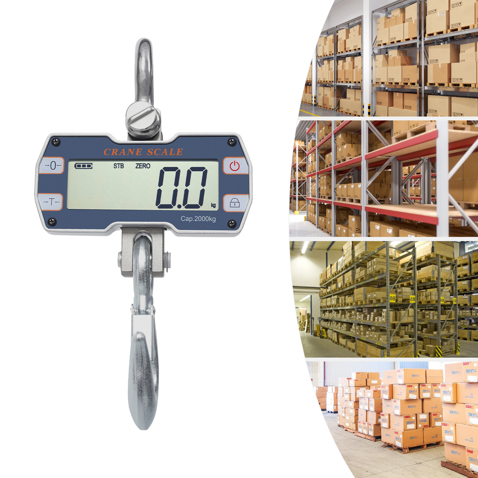 2 Ton Digital Hanging Scale w/ Remote Control Heavy Duty Industrial Crane Scale