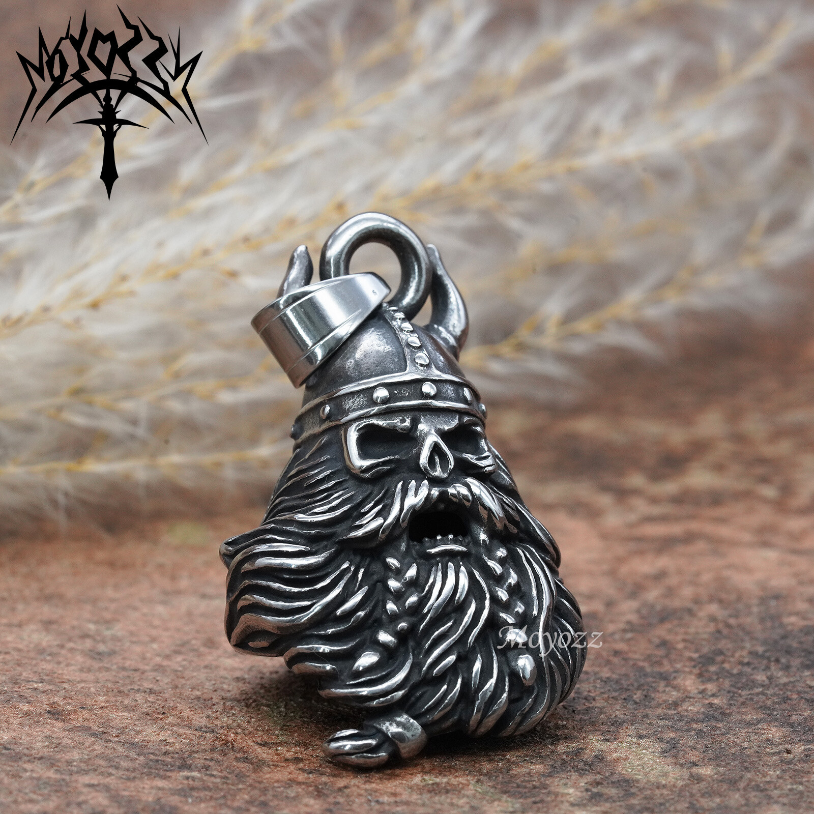 Viking Skull Head 3D Motorcycle Bell with Hanger for Biker & FREE Bell Hanger