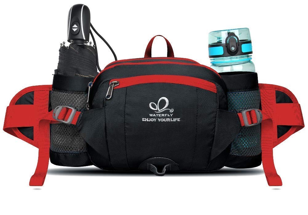 WATERFLY Fanny Pack Waist Bag: Fannie 8.3 x 4.7 x 7.5 inches, Black-red
