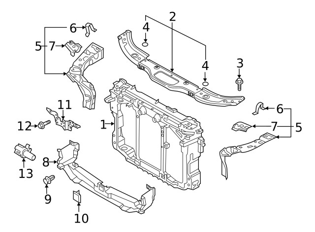 Genuine Mazda Radiator Support Side Panel Bracket TK48-54-15X