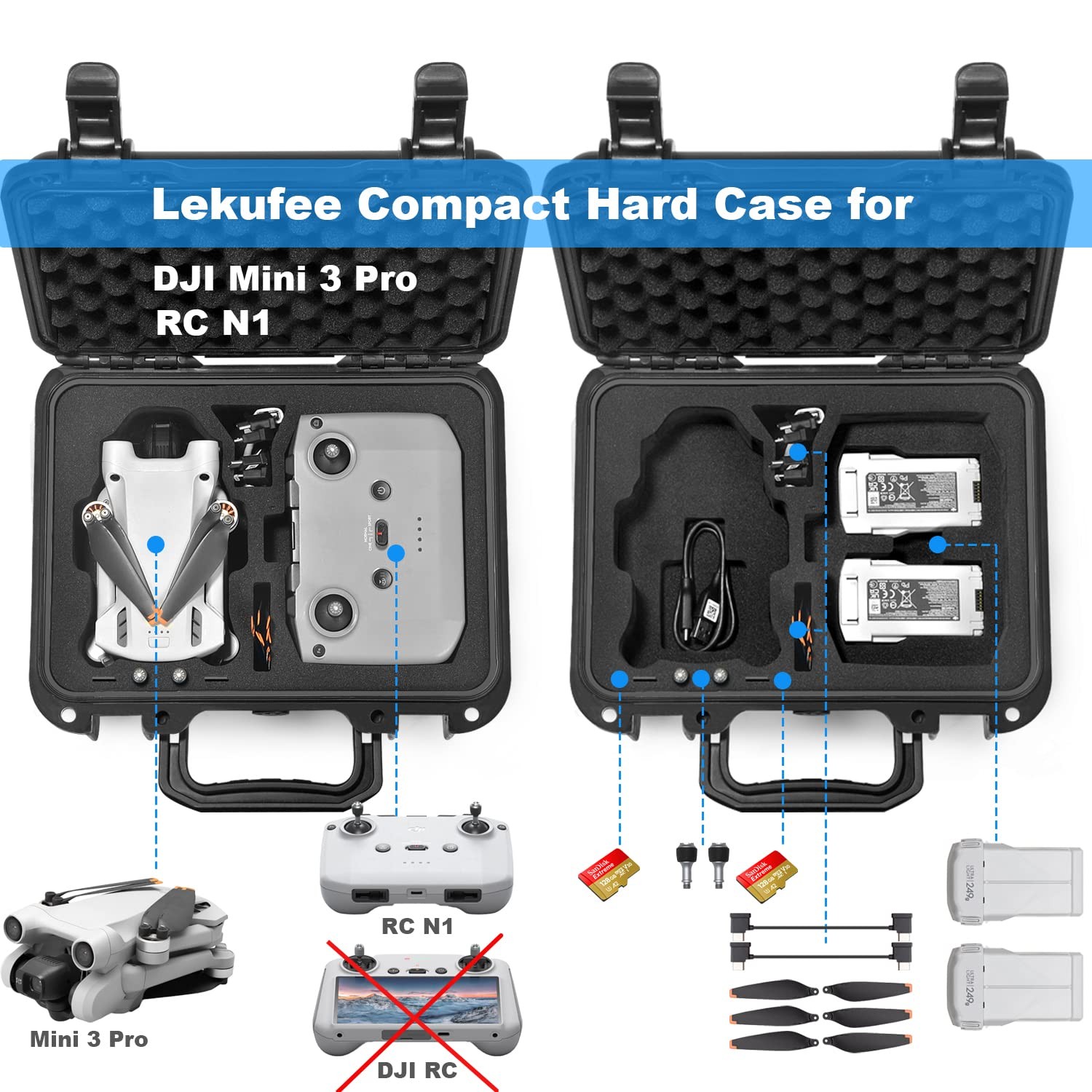 Small Waterproof Hard Case for DJI Mini 3 Pro/3 Drone Accessories (Case Only,...