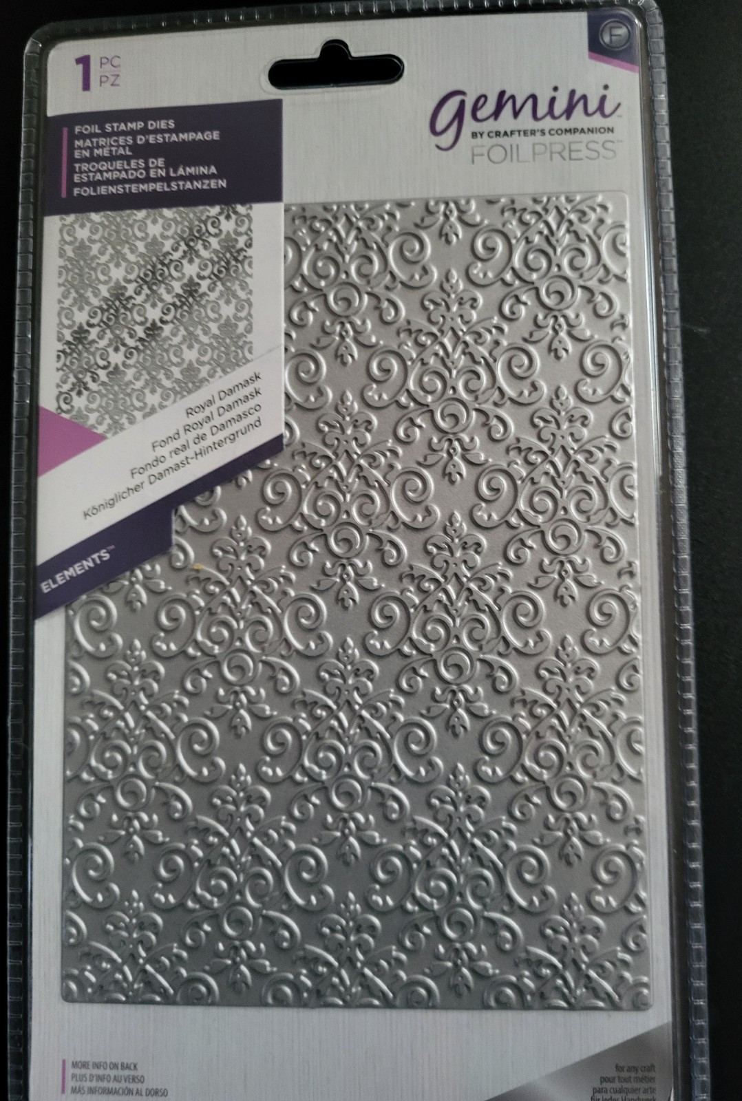 GEMINI by CRAFTERS COMPANION Royal Damask Background Hot Foil Press Plate