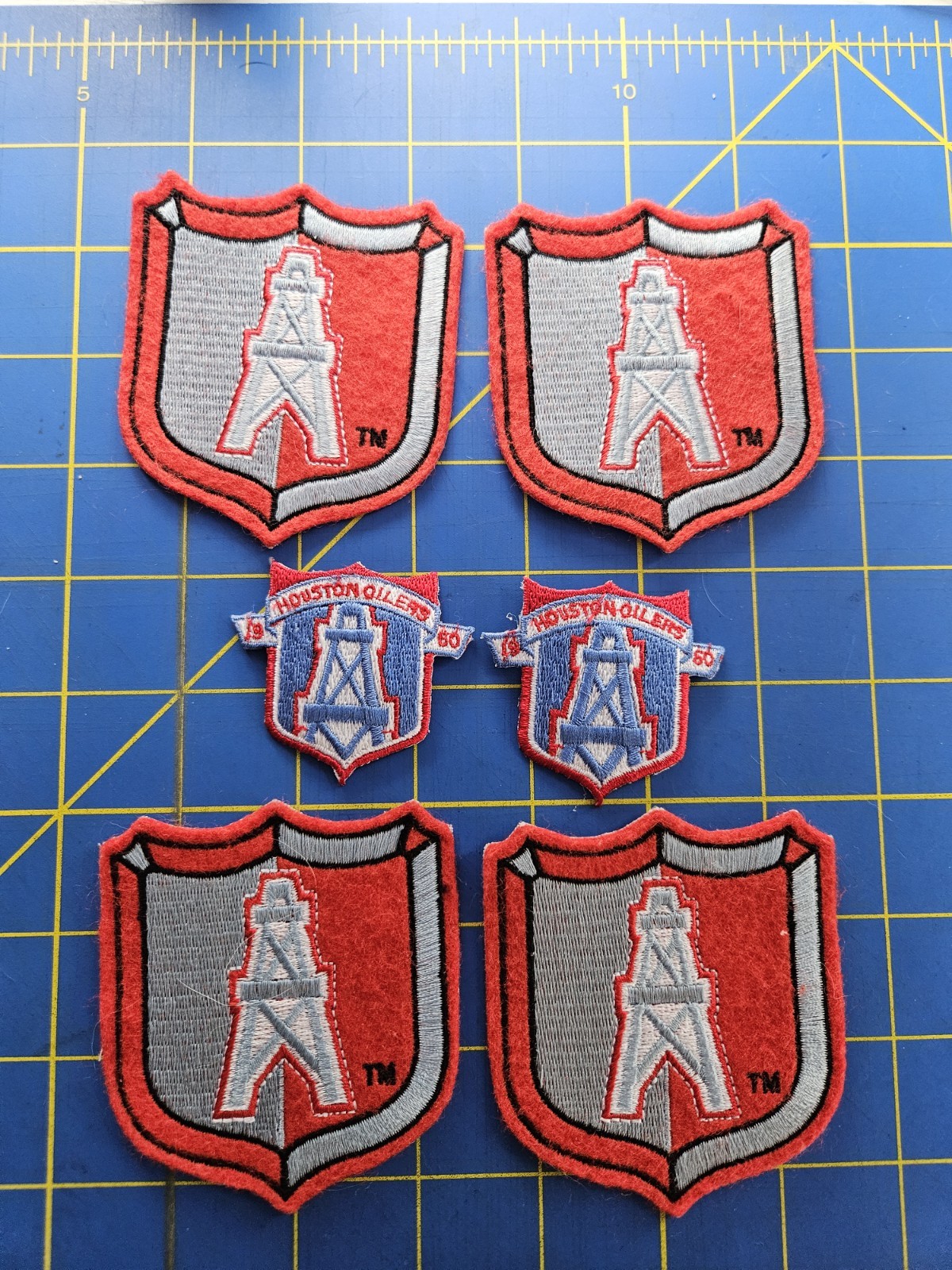 Houston Oilers Logo Shoulder Crest Iron-on Patches Patch Lot of 6 NFL Football