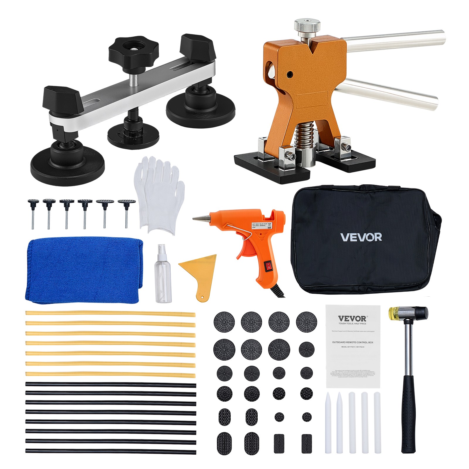 VEVOR Dent Puller Kit Car Body Bridge Lifter 60 PCS Paintless Hail Dent Remover
