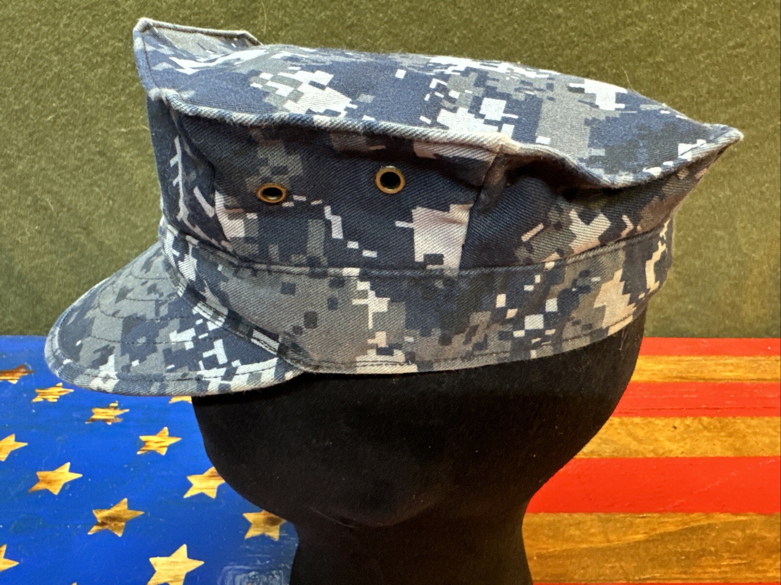 7 1/8 USN Navy NWU Blue Camo 8 Point Working Utility Cover Hat Cap 4270
