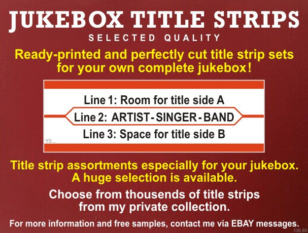 x1*Yaus50 ⭐ 50 JUKEBOX TITLE STRIPS with finished printed titles of your choice