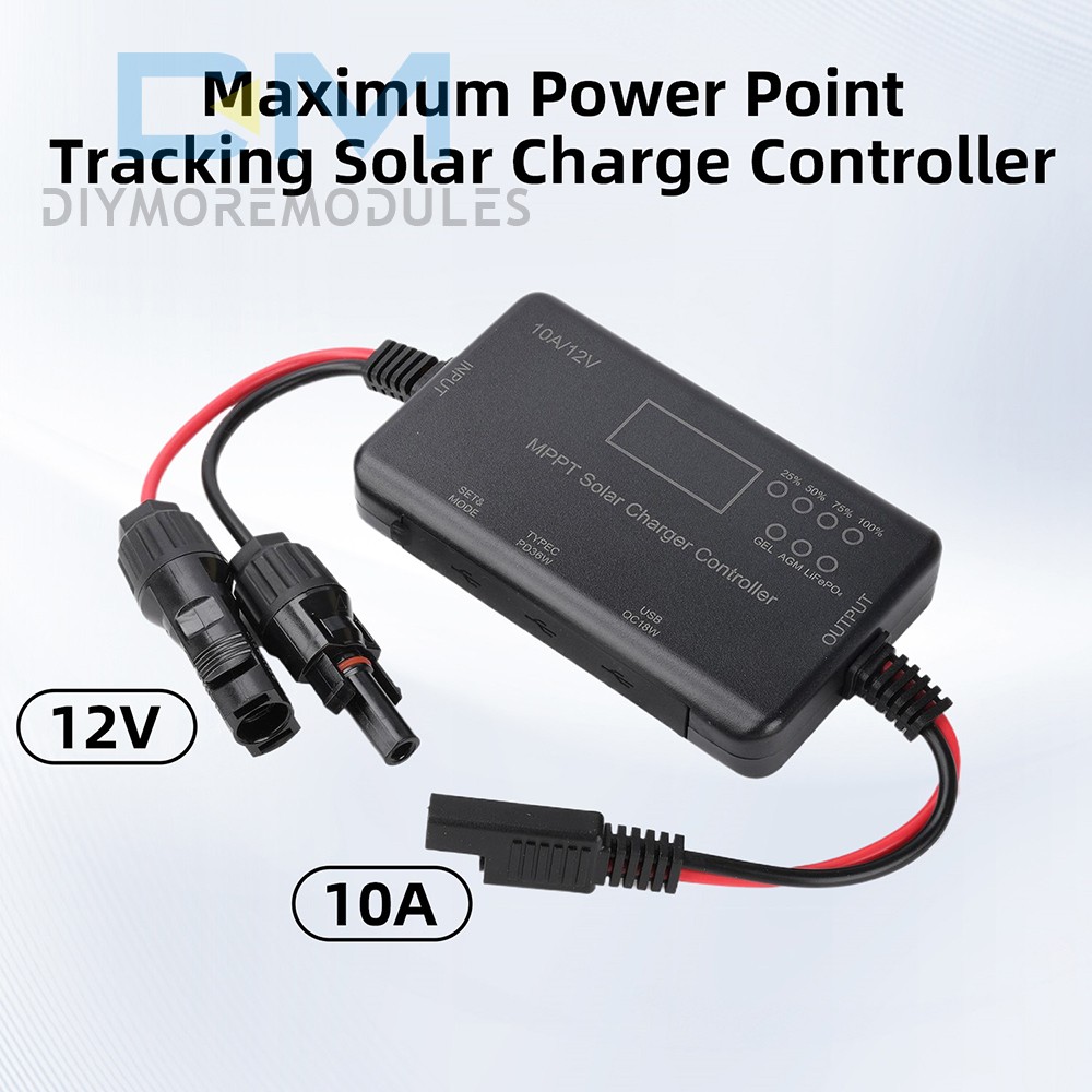 MPPT Solar Charger Controller 12V 10A Solar PV Controller for Lead-Acid LiFePO4