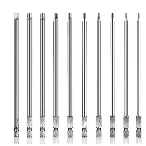 Rocaris 10pcs 6 In T6 - T40 Security Torx Bit Set - Torx Star Drive Security ...