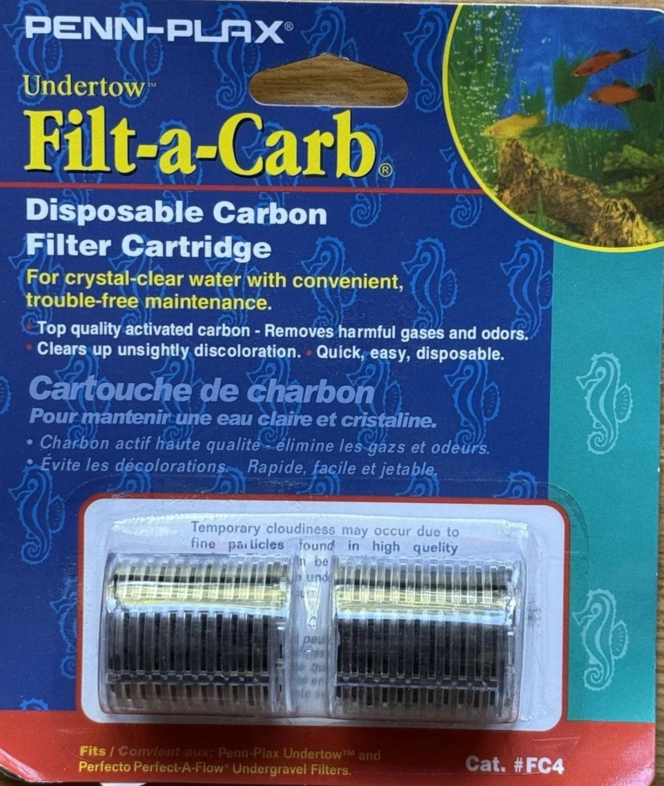 Penn-Plax FC4 Undertow Filt-A-Carb Disposable Carbon Filter 2-Pack of Cartridges