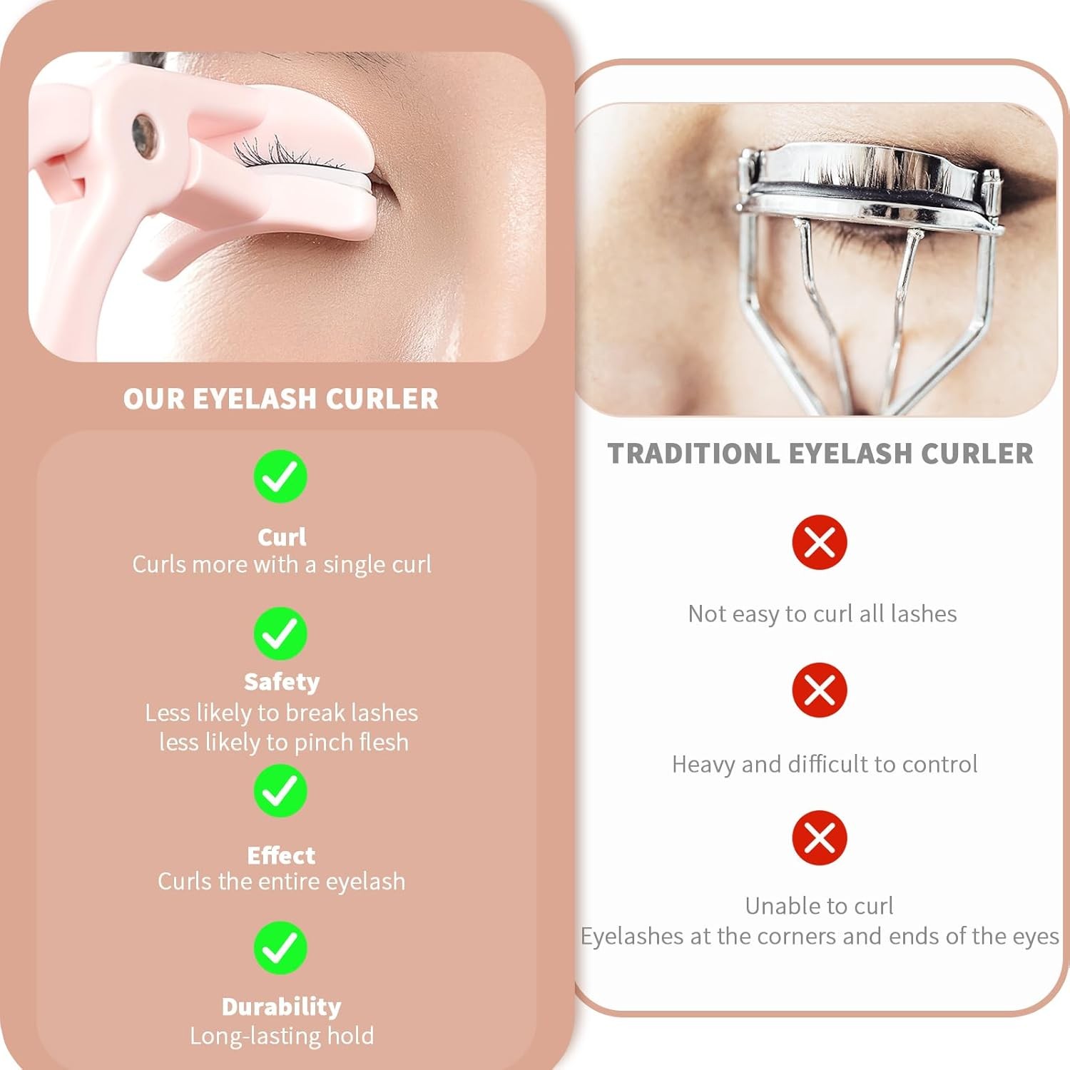 2 Style Eyelash Curler - Lash Curler with 2 Extra Silicone Replacement Pads