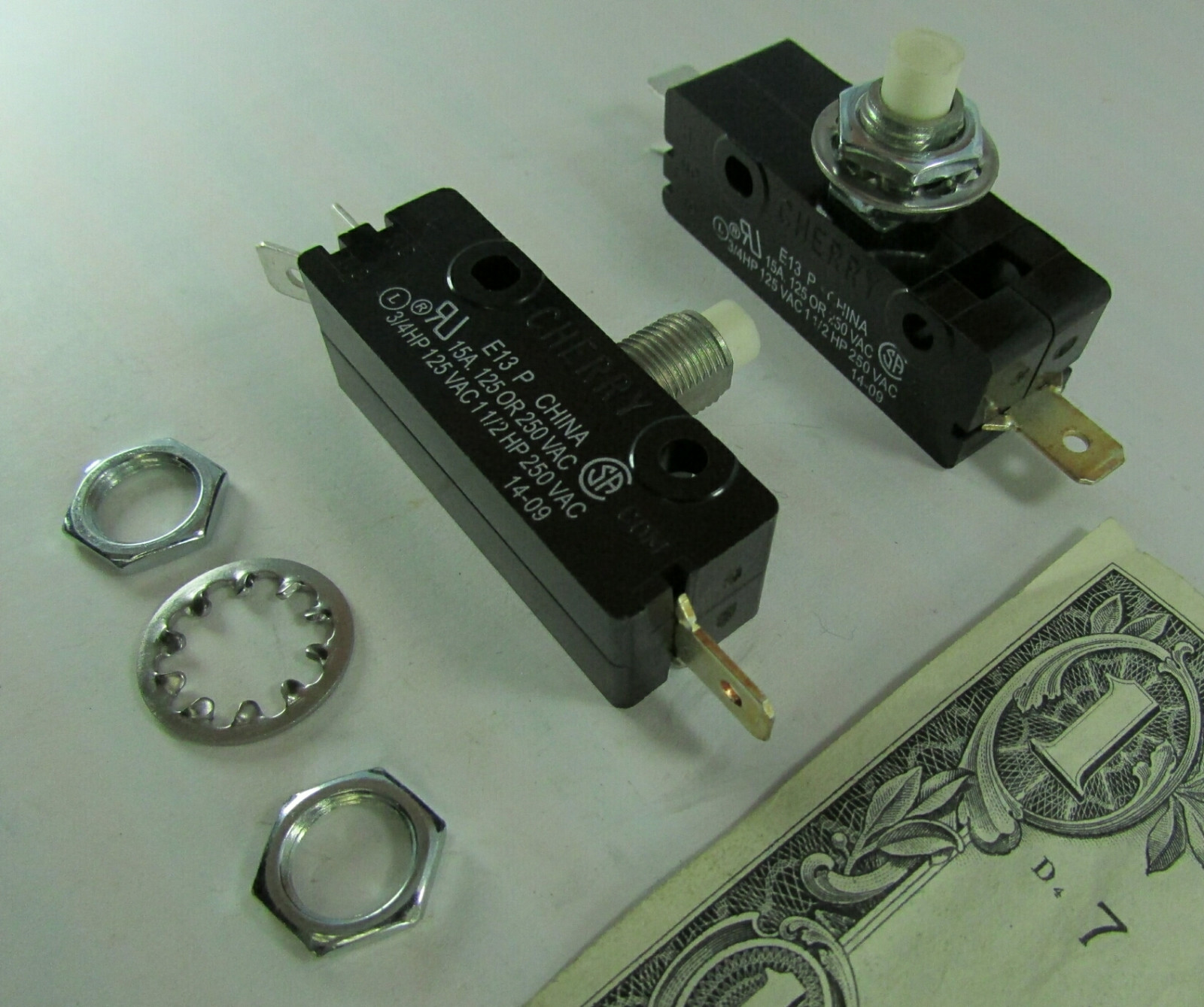 Lot 2 Cherry E13 15A Normally Open/Closed Pushbutton Switch 125/250 VAC E13-65L0