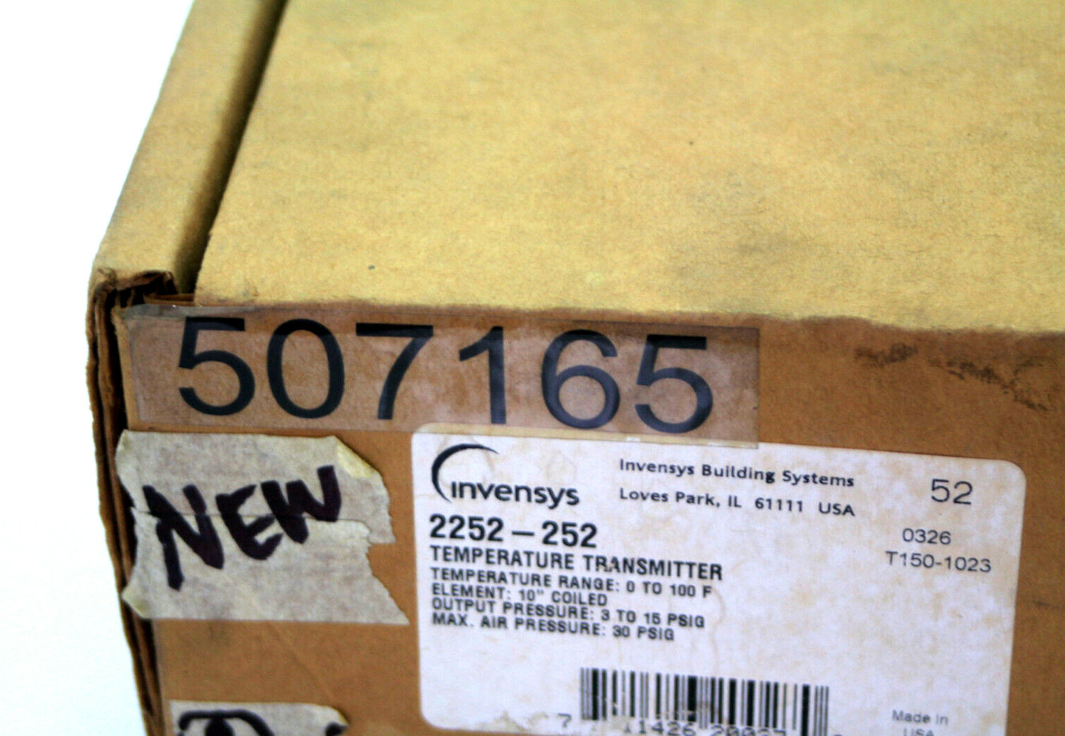 Invensys 2252-252 Temperature Transmiter w/ 10'' Element (0 to 100F) New