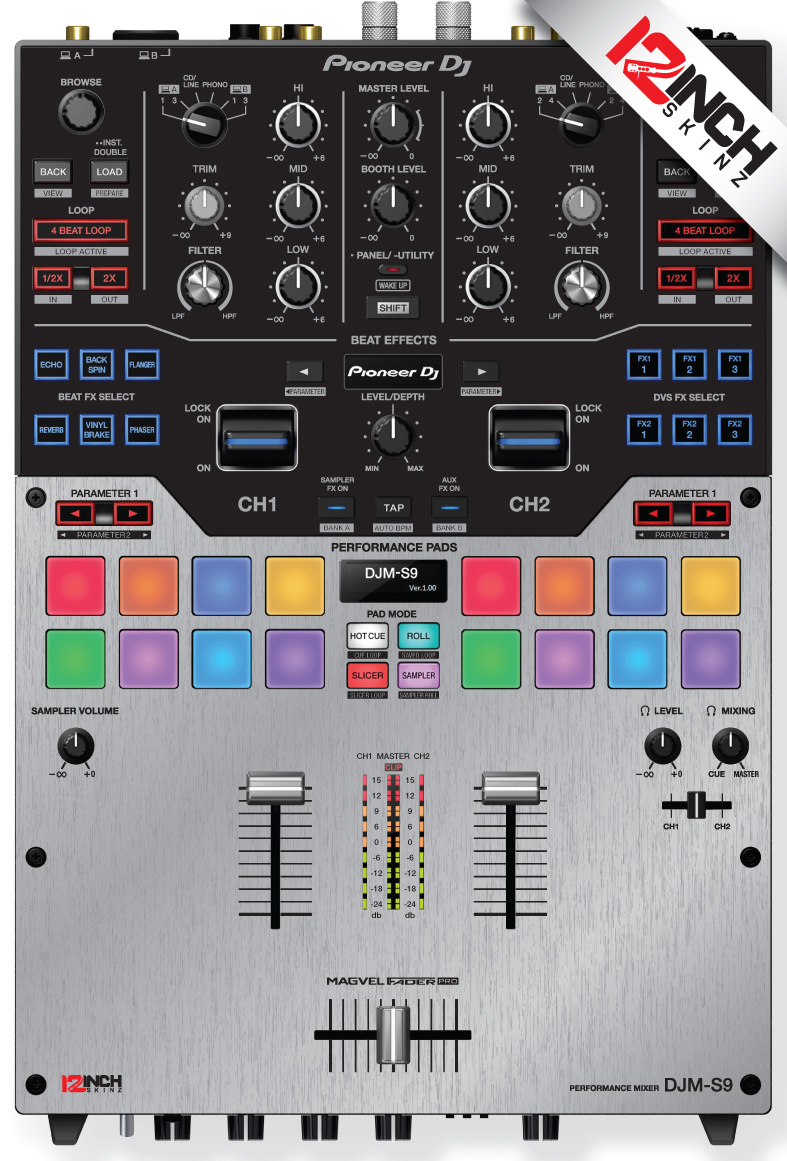 Pioneer DJM-S9 Skin brushed silver