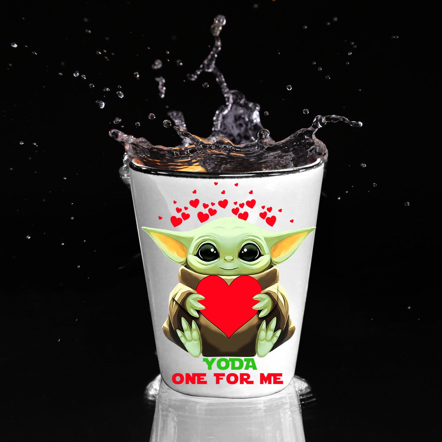 Valentines Day Yoda One For Me Shot Glass Funny Valentines Shot Glass Gift