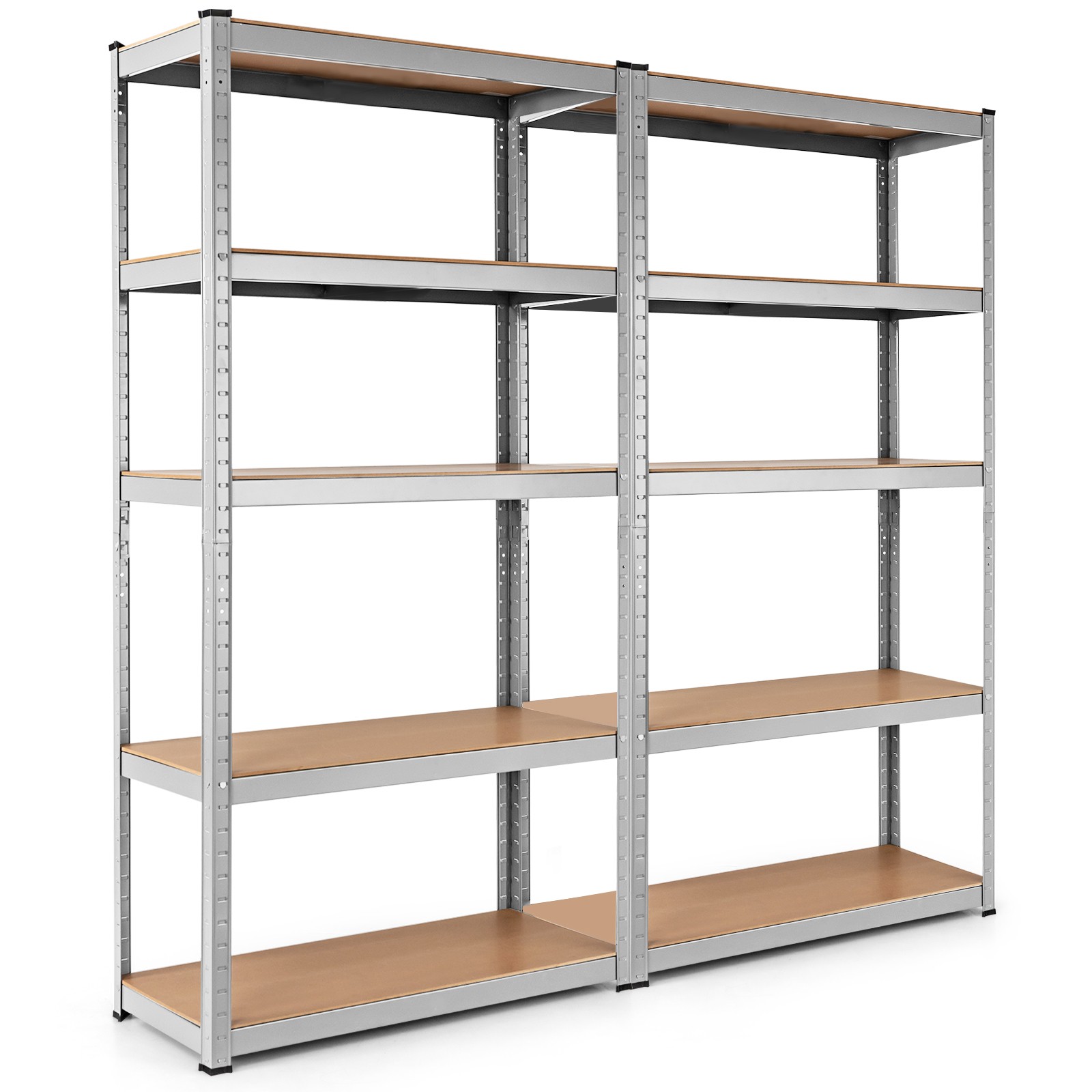 2PCS 72" Heavy Duty Steel 5 Level Garage Shelf Storage Adjustable Shelves silver