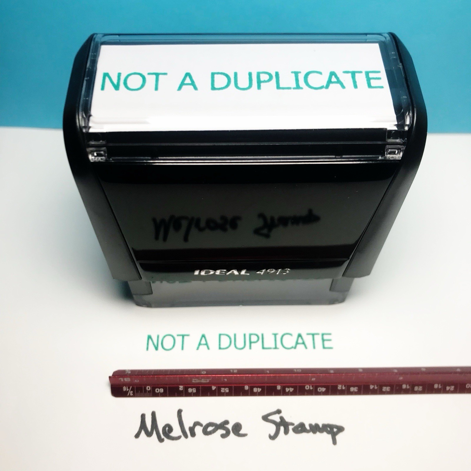 Not A Duplicate Rubber Stamp Green Ink Self Inking Ideal 4913