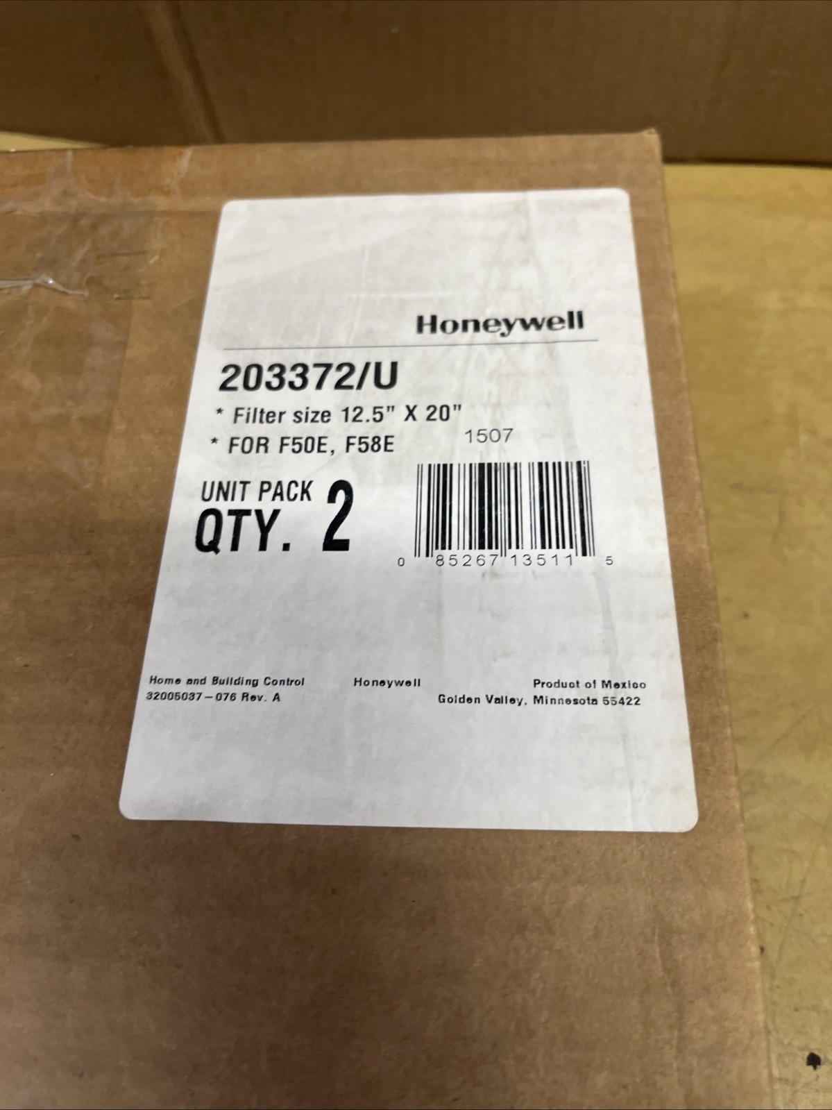 2 Pack 203372 /U Honeywell Electronic Air Cleaner Prefilter F50E & F58E  12.5X20