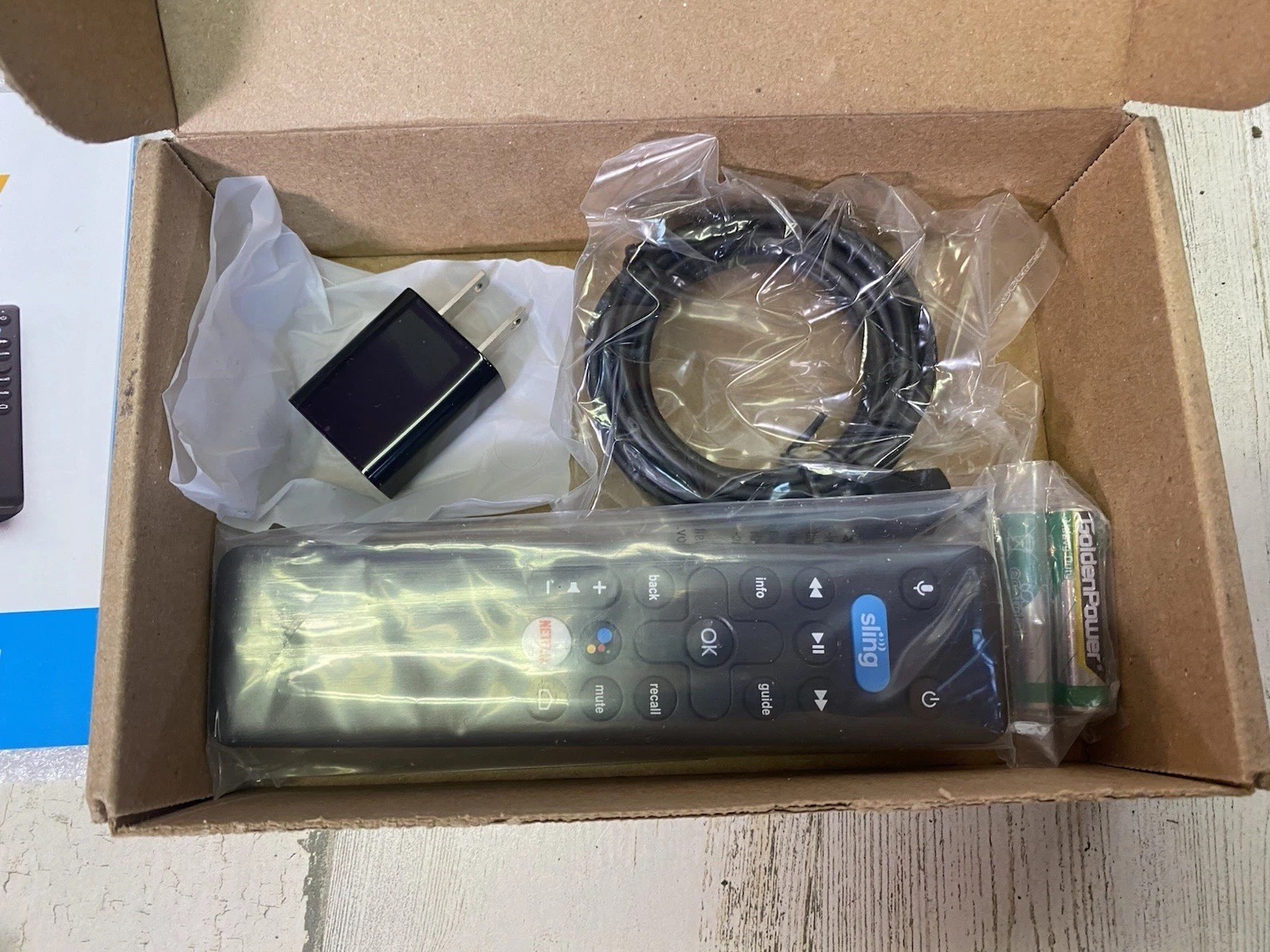Sling Air TV Mini Dongle Remote Wire And Plug Open Box