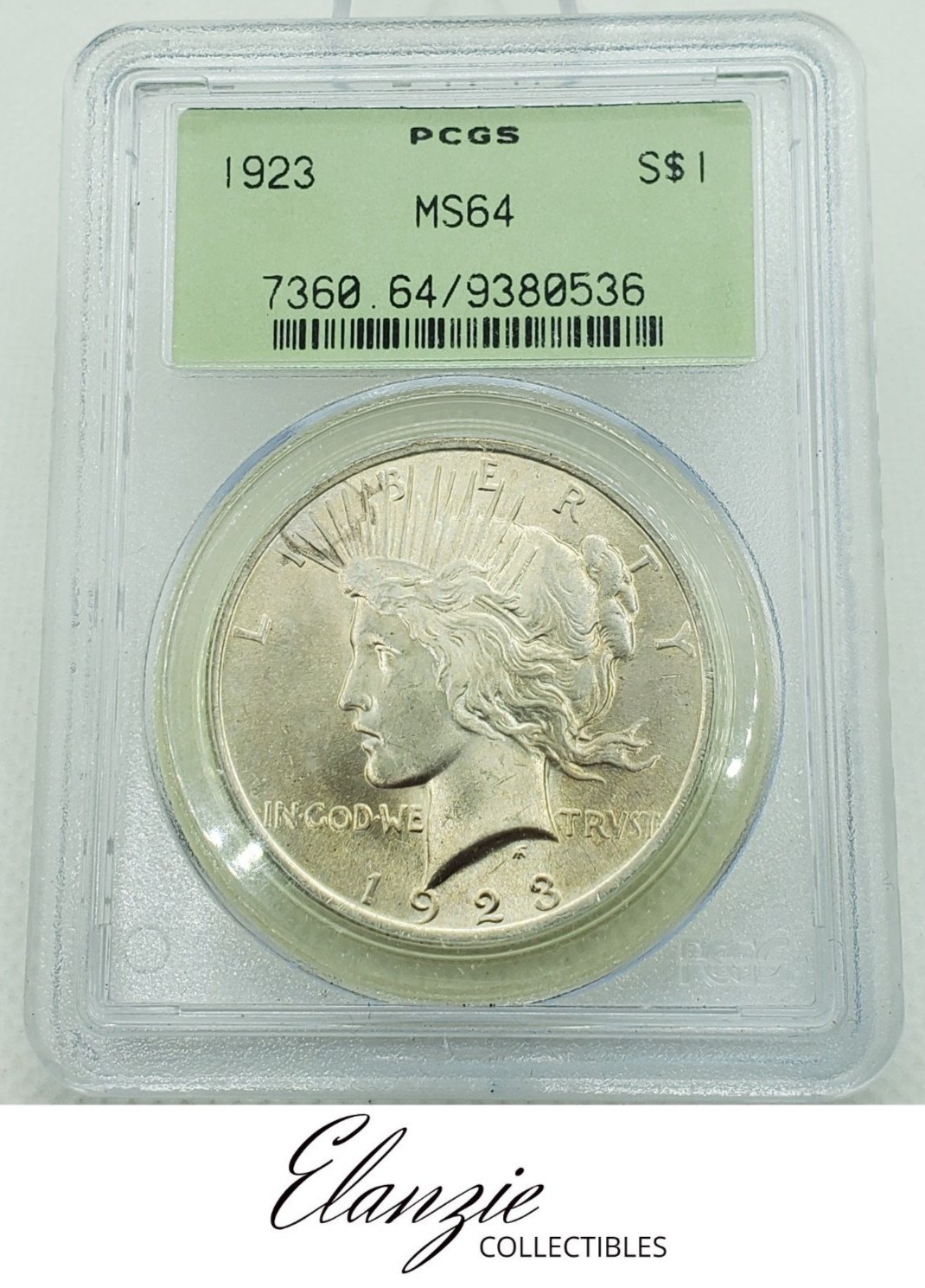 1923 Peace Silver Dollar PCGS MS64 OGH
